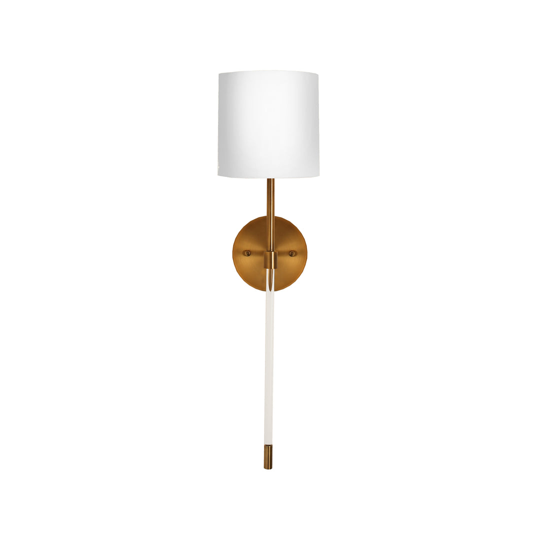 Acrylic Sconce W. Wh Linen Shade In Antique Brass - BRISTOW ABR