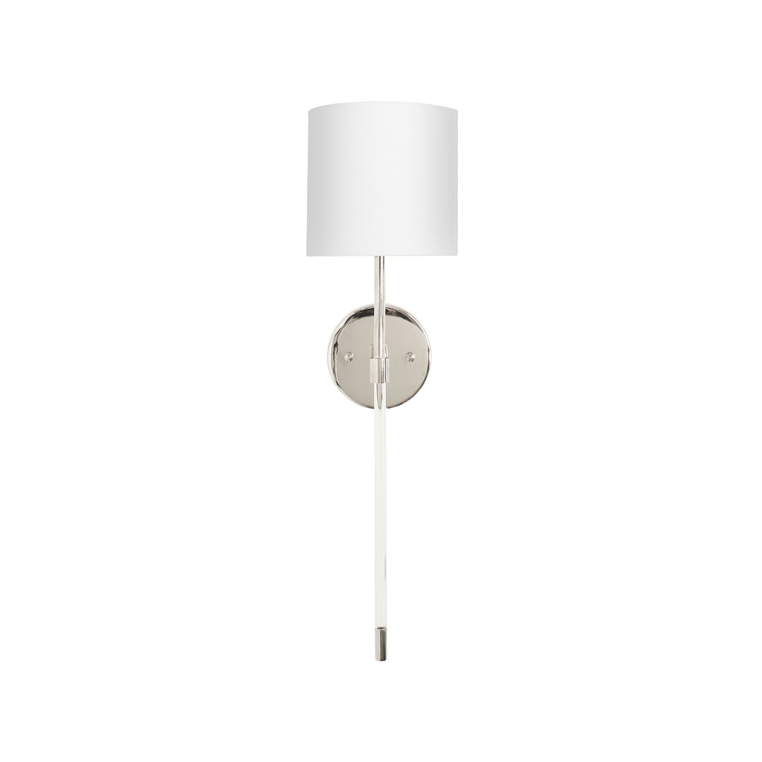 Acrylic Sconce W. Wh Linen Shade In Nickel - BRISTOW N
