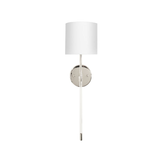 Acrylic Sconce W. Wh Linen Shade In Nickel - BRISTOW N