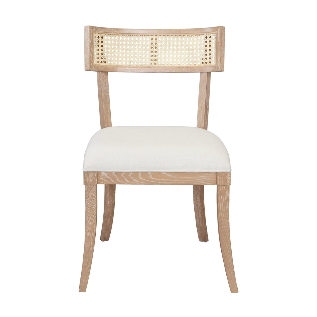 Klismos Dining Chair With Cane Detail In Cerused Oak - BRITTA CO