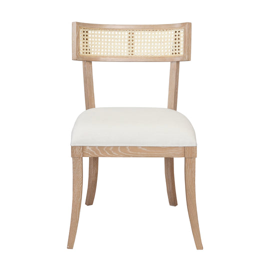 Klismos Dining Chair With Cane Detail In Cerused Oak - BRITTA CO