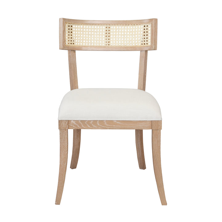Klismos Dining Chair With Cane Detail In Cerused Oak - BRITTA CO