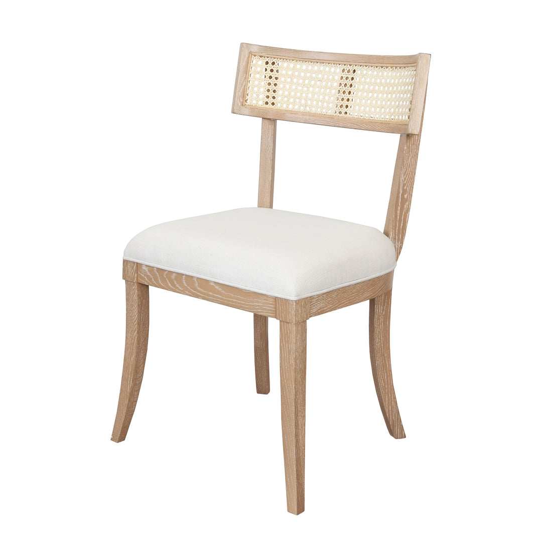 Klismos Dining Chair With Cane Detail In Cerused Oak - BRITTA CO