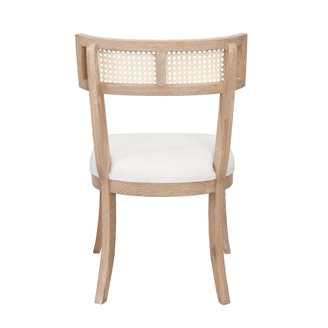 Klismos Dining Chair With Cane Detail In Cerused Oak - BRITTA CO