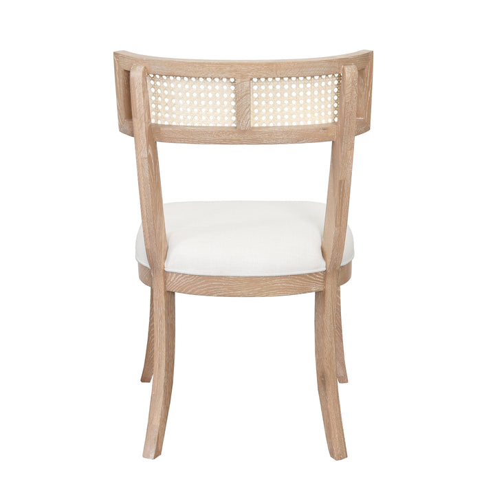 Klismos Dining Chair With Cane Detail In Cerused Oak - BRITTA CO