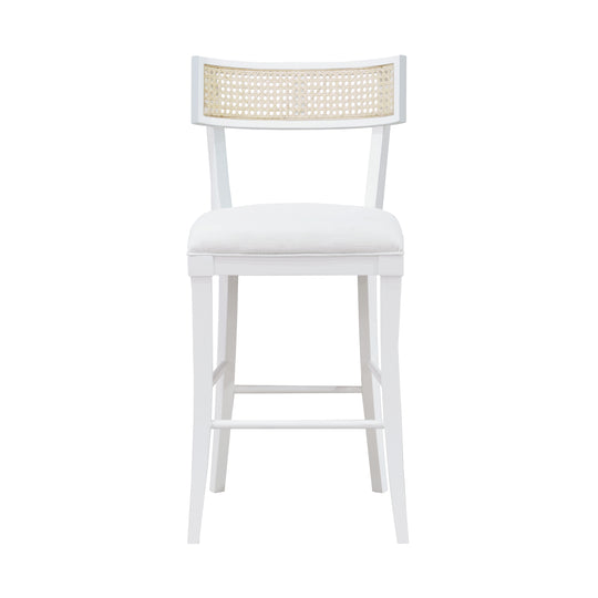 Klismos Counter Stool With Cane Detail In Matte White Lacquer - BRITTA CS WH