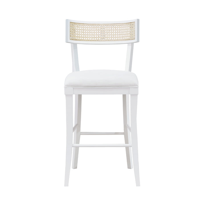 Klismos Counter Stool With Cane Detail In Matte White Lacquer - BRITTA CS WH