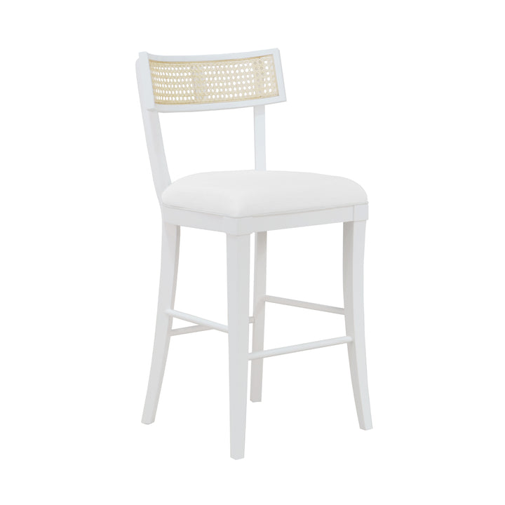Klismos Counter Stool With Cane Detail In Matte White Lacquer - BRITTA CS WH