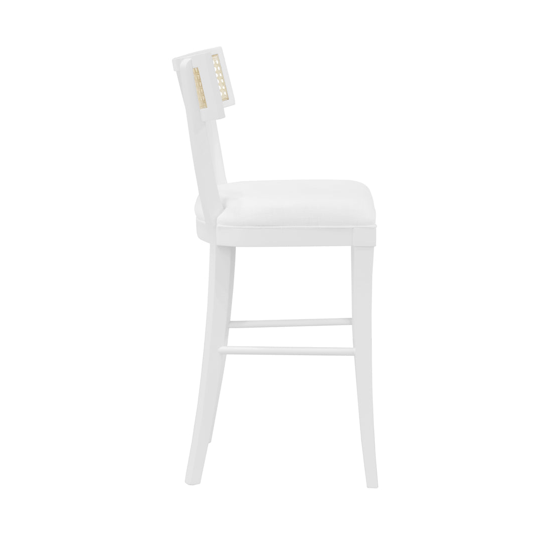 Klismos Counter Stool With Cane Detail In Matte White Lacquer - BRITTA CS WH