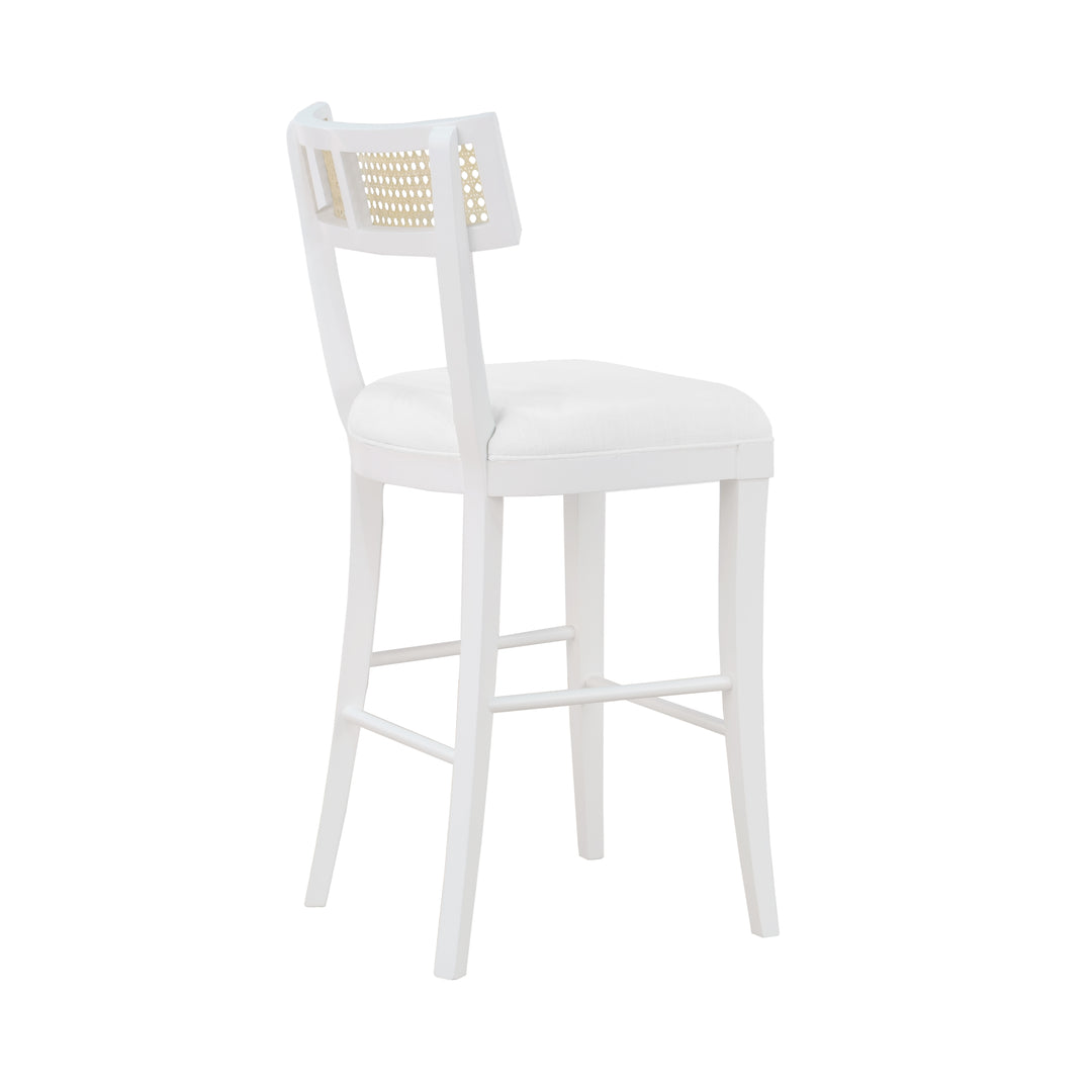 Klismos Counter Stool With Cane Detail In Matte White Lacquer - BRITTA CS WH