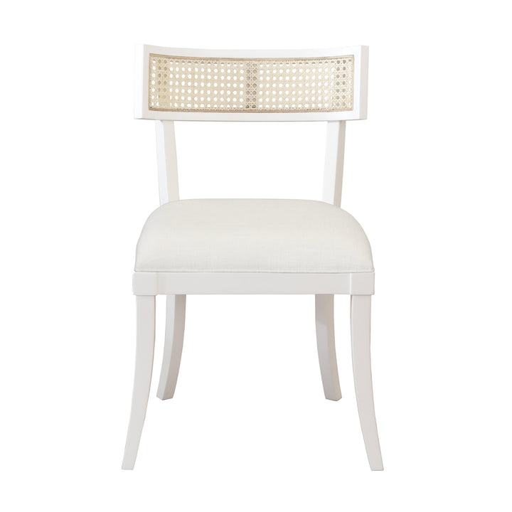 Klismos Dining Chair With Cane Detail In Matte White Lacquer - BRITTA WH