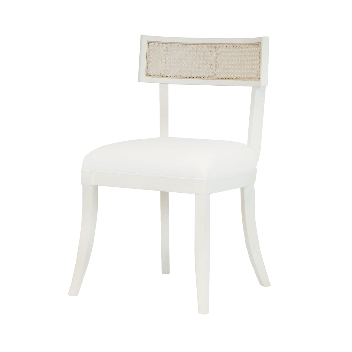 Klismos Dining Chair With Cane Detail In Matte White Lacquer - BRITTA WH