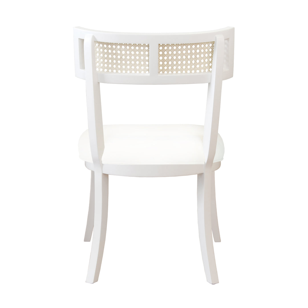 Klismos Dining Chair With Cane Detail In Matte White Lacquer - BRITTA WH