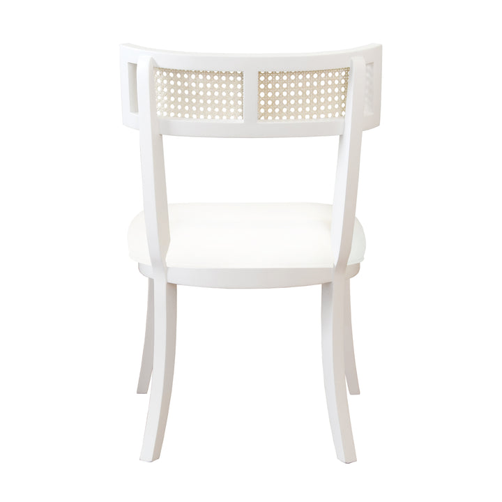 Klismos Dining Chair With Cane Detail In Matte White Lacquer - BRITTA WH