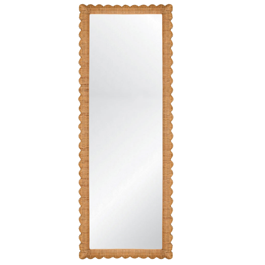 Scallop Edge Rattan Floor Mirror - BRITTON FL