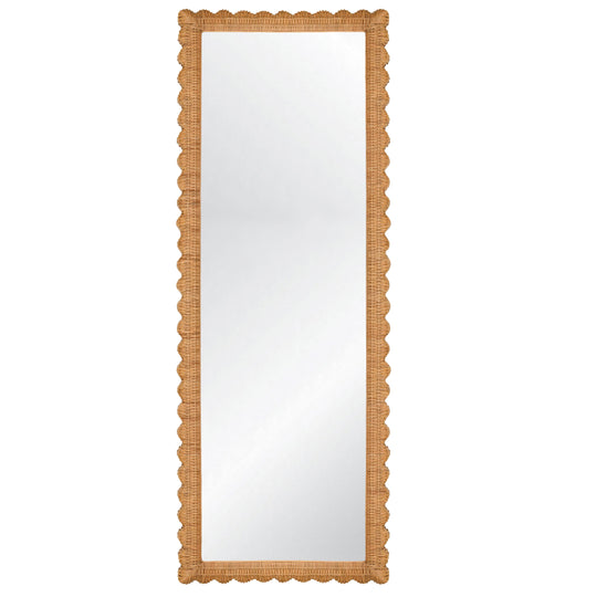 Scallop Edge Rattan Floor Mirror - BRITTON FL