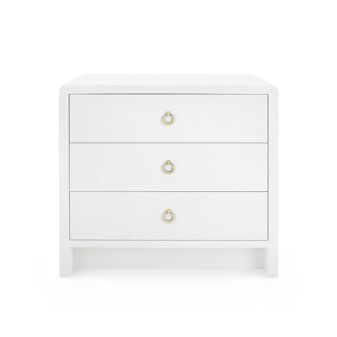 Bryant Linen 3-Drawer Side Table - AmericanHomeFurniture