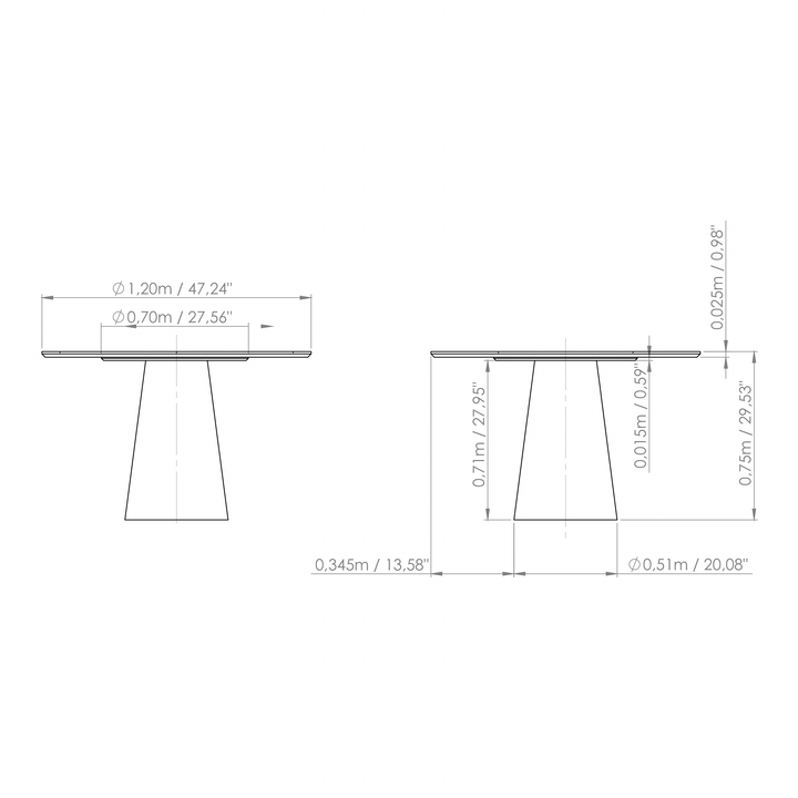 Mona Round Glass Top Dining Table — line
