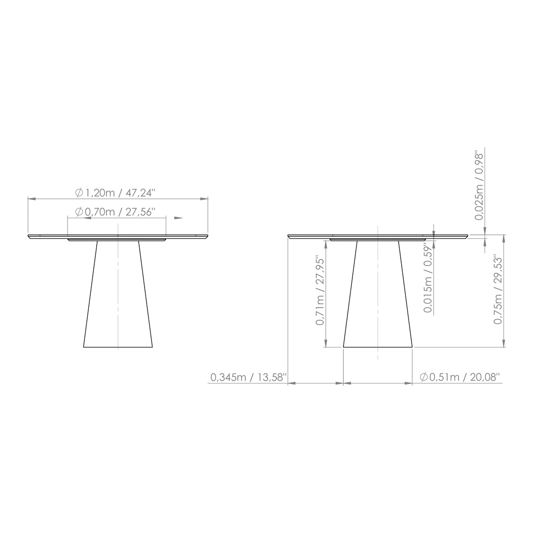 Mona Round Glass Top Dining Table — line