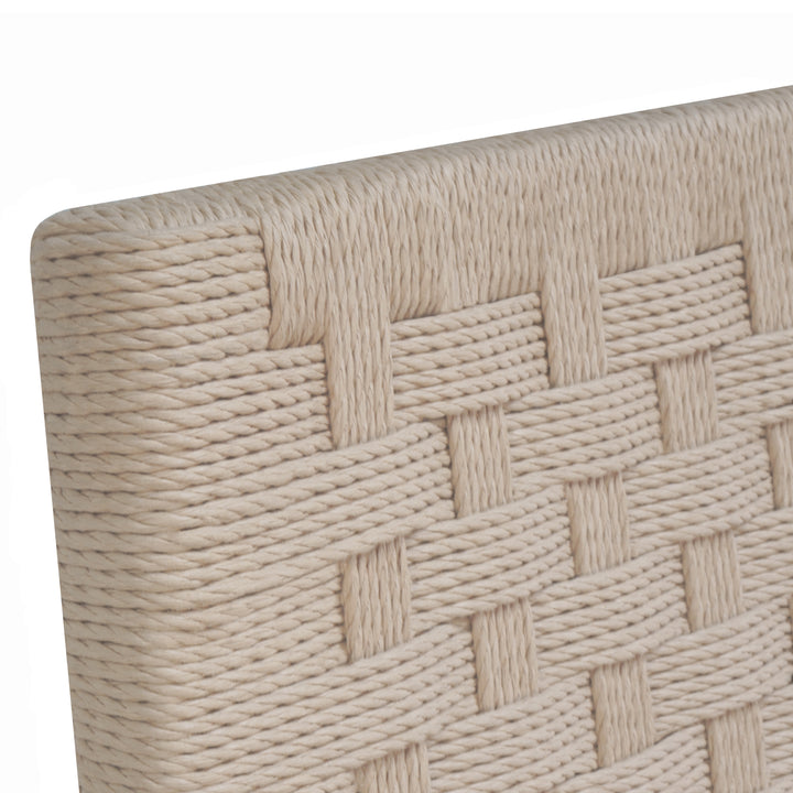 Natural Rope Basketweave Pattern Bar Stool With Antique Brass Stretcher - BURBANK BS