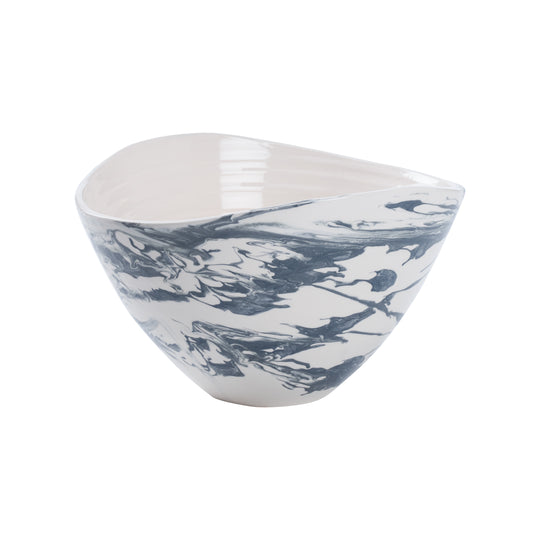 Slate Blue and White Marbled Glaze