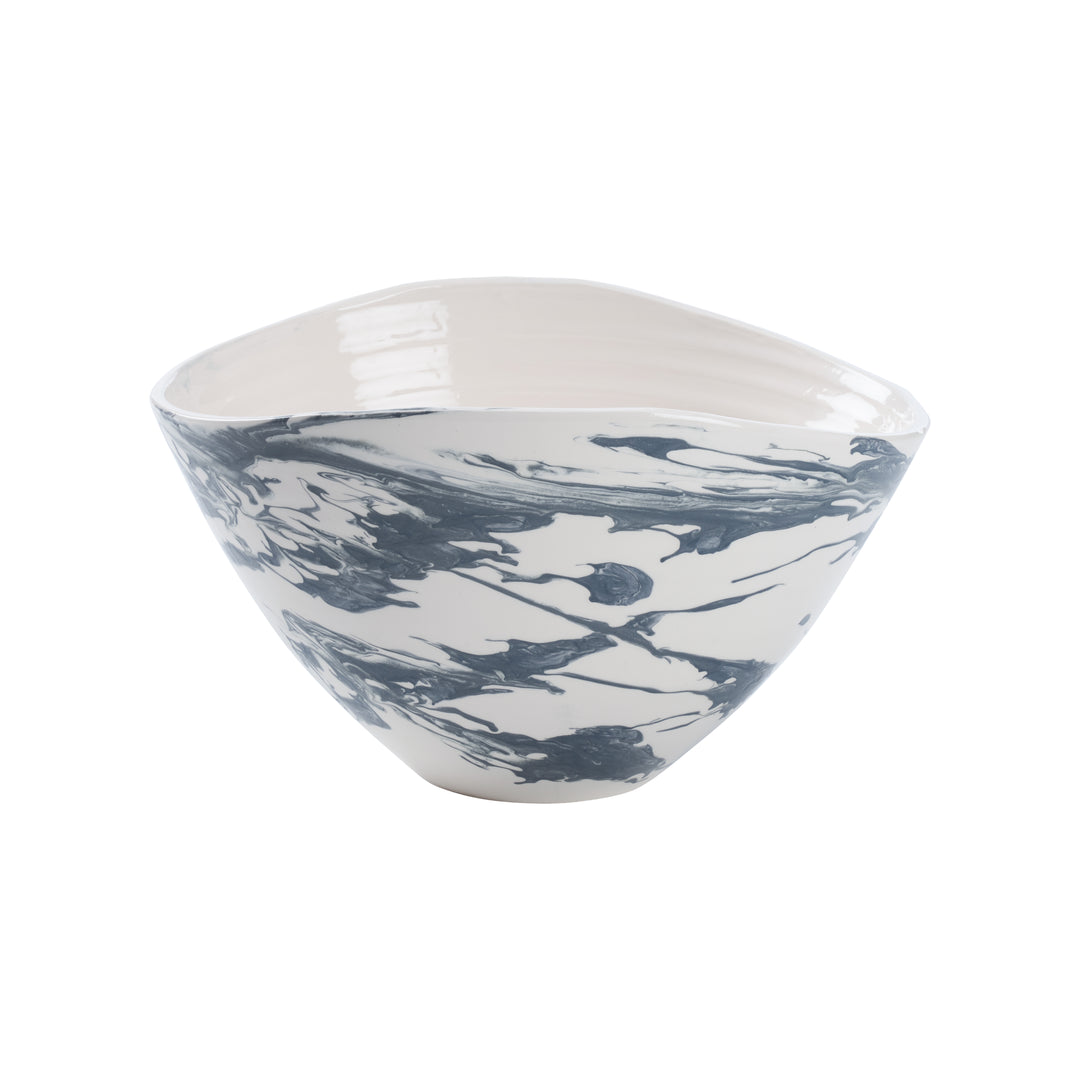 Slate Blue and White Marbled Glaze