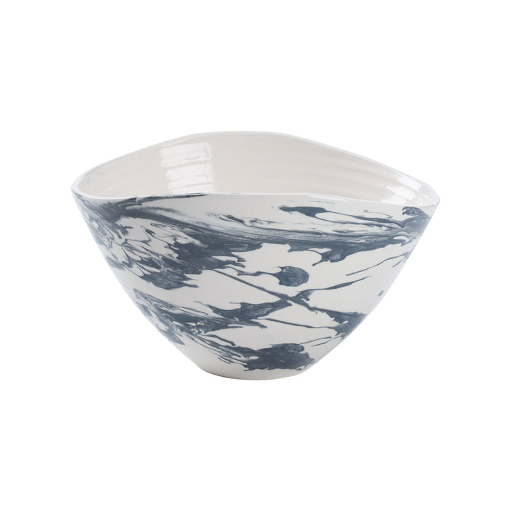 Slate Blue and White Marbled Glaze
