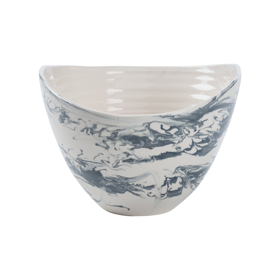 Slate Blue and White Marbled Glaze