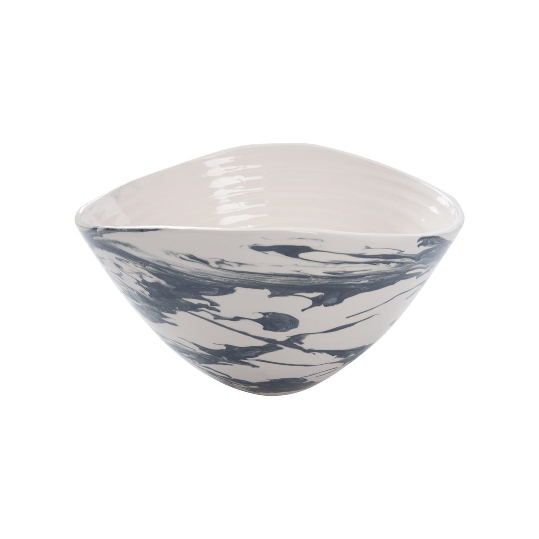 Slate Blue and White Marbled Glaze