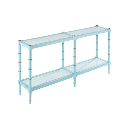 Conner Cane Sofa Table Blue - C10055
