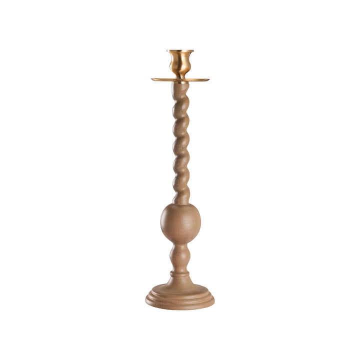 Solid Wood Barley Twist Candlestick  - C10085