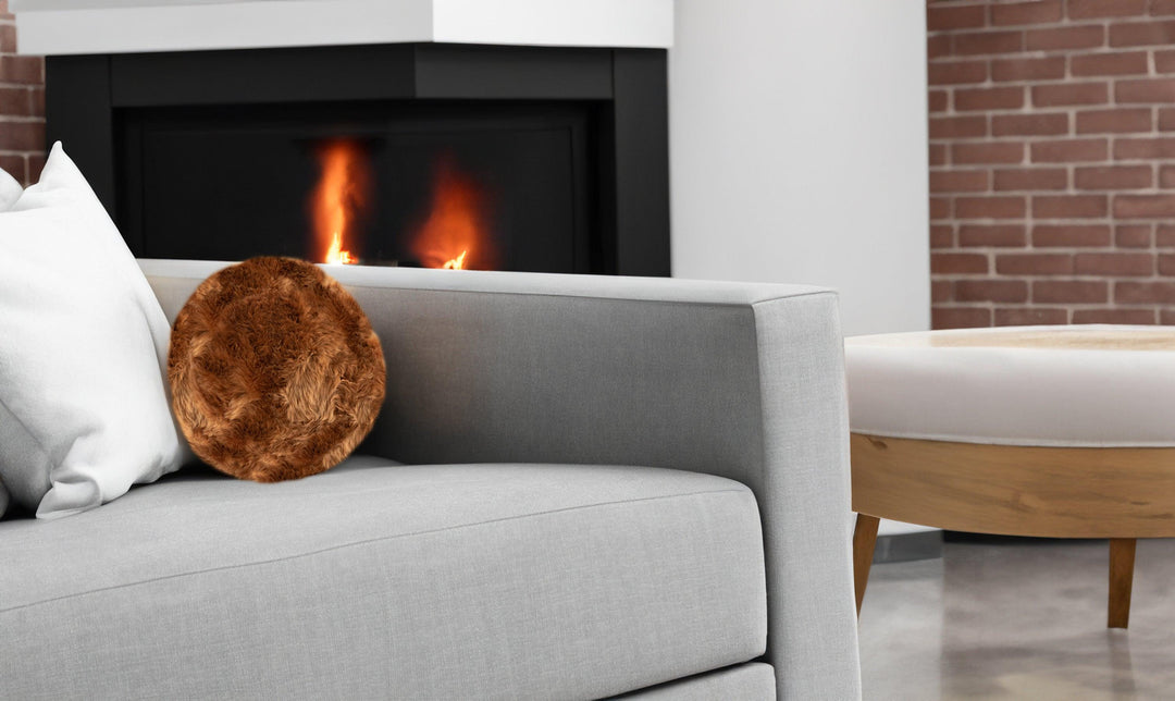 Long Wool Sheepskin Ball Cushion - AmericanHomeFurniture