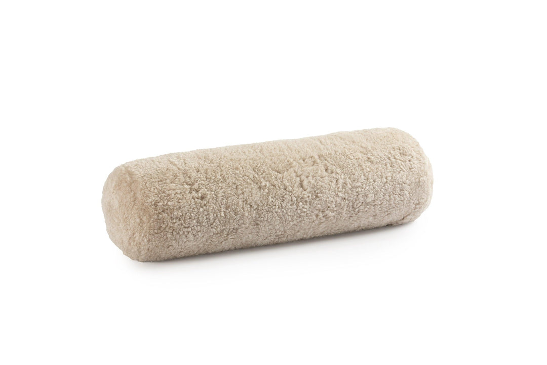 Short Wool Curly Sheepskin Bolster Cushion - AmericanHomeFurniture