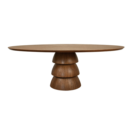 Oval Dining Table With Tiered Base In Provincial Brown Oak - CALLUM OV PBO