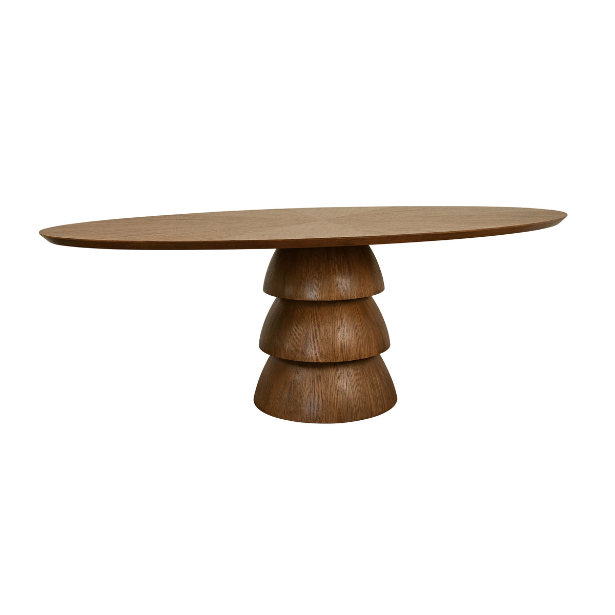 Oval Dining Table With Tiered Base In Provincial Brown Oak - CALLUM OV PBO
