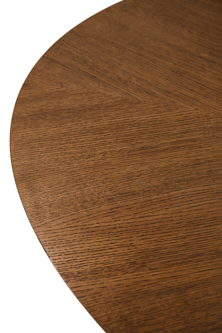 Oval Dining Table With Tiered Base In Provincial Brown Oak - CALLUM OV PBO