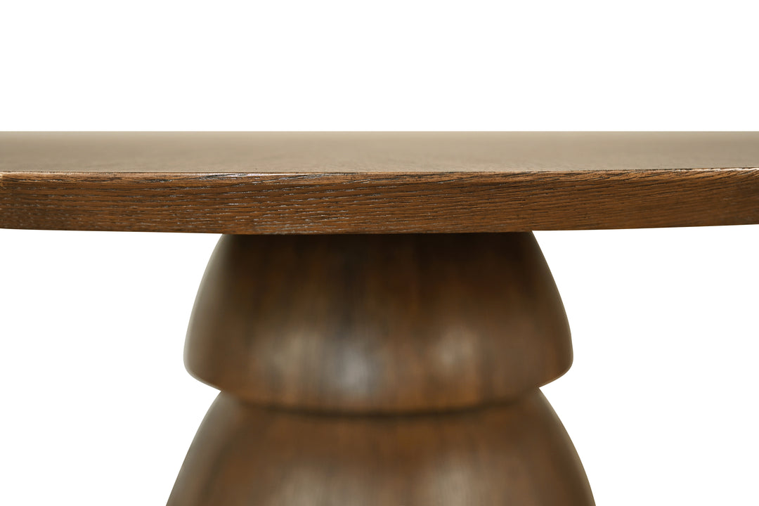 Round Dining Table With Tiered Base In Provincial Brown Oak - CALLUM RD PBO
