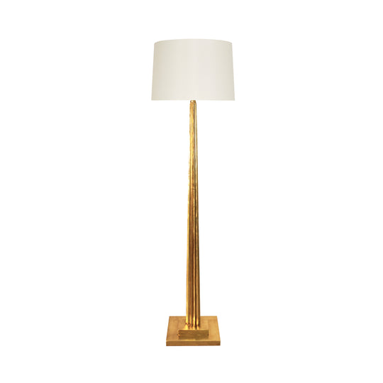 Fluted Wood Floor Lamp In Gold Leaf With Cream Silk Shade
 - CAPONE G