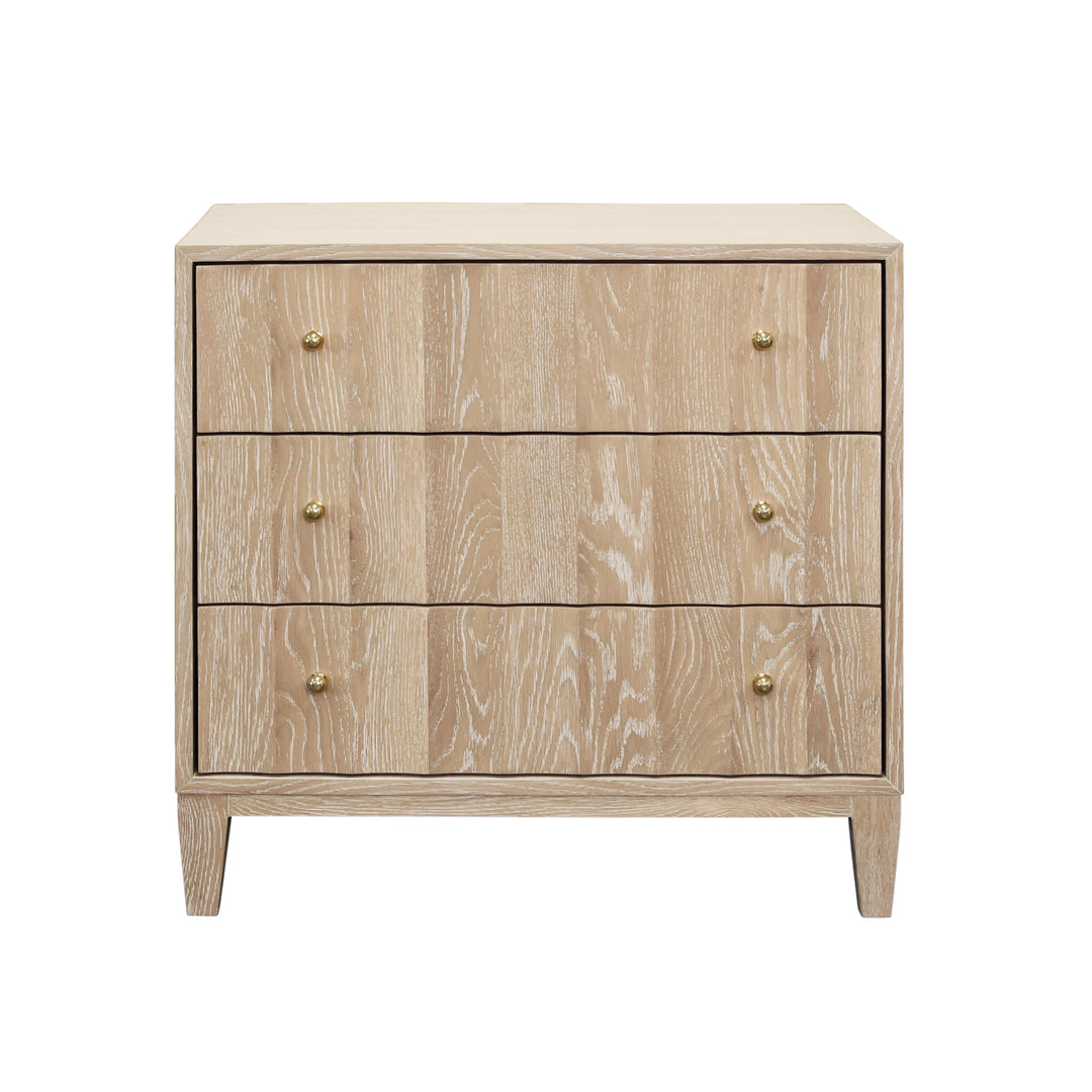 Three Drawer Side Table With Fluted Detail In Cerused Oak - CARMACK CO