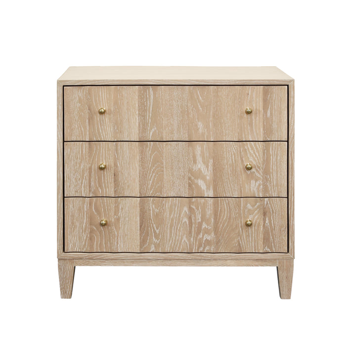 Three Drawer Side Table With Fluted Detail In Cerused Oak - CARMACK CO