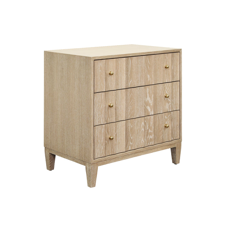 Three Drawer Side Table With Fluted Detail In Cerused Oak - CARMACK CO