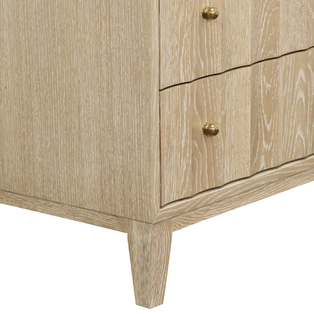 Three Drawer Side Table With Fluted Detail In Cerused Oak - CARMACK CO