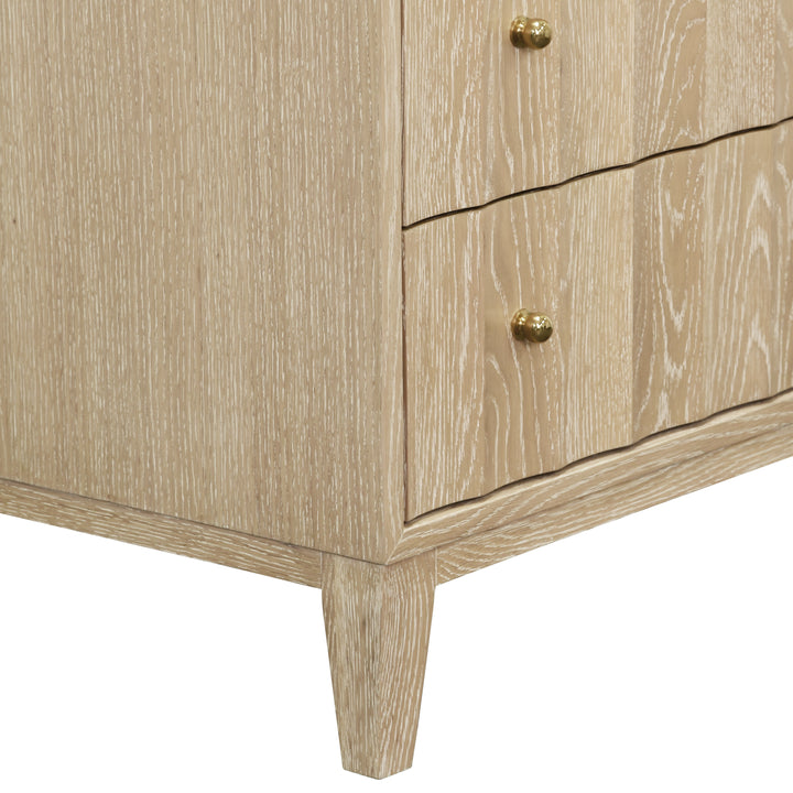 Three Drawer Side Table With Fluted Detail In Cerused Oak - CARMACK CO