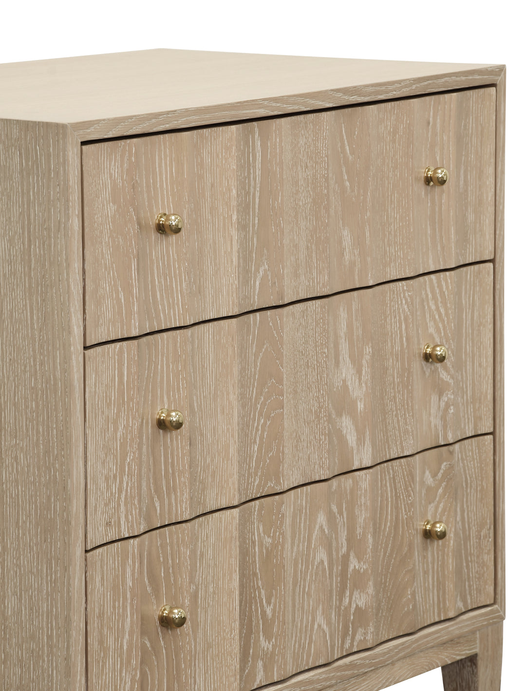 Three Drawer Side Table With Fluted Detail In Cerused Oak - CARMACK CO