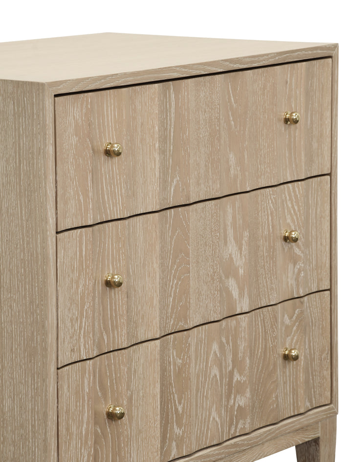 Three Drawer Side Table With Fluted Detail In Cerused Oak - CARMACK CO