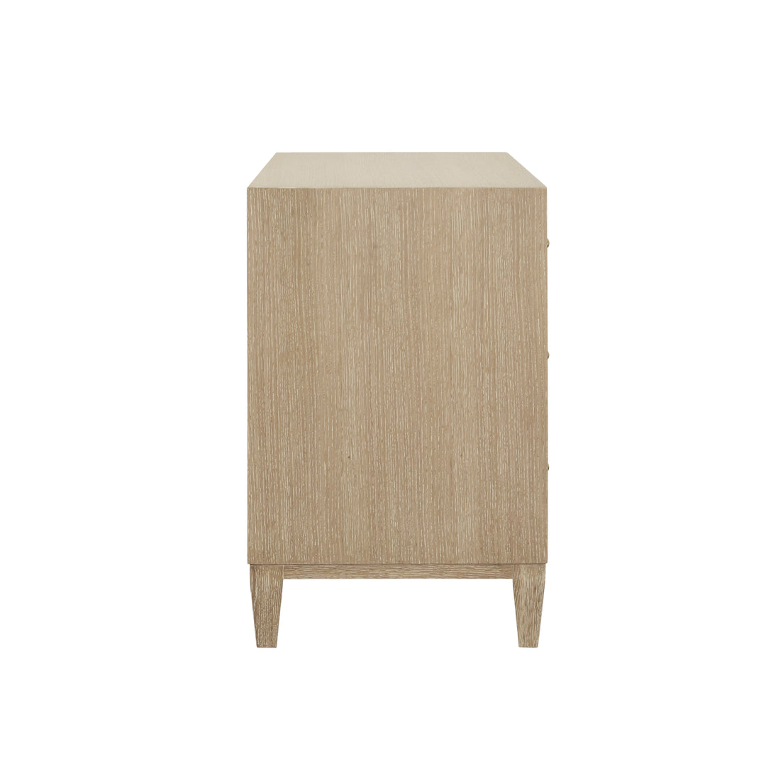 Three Drawer Side Table With Fluted Detail In Cerused Oak - CARMACK CO