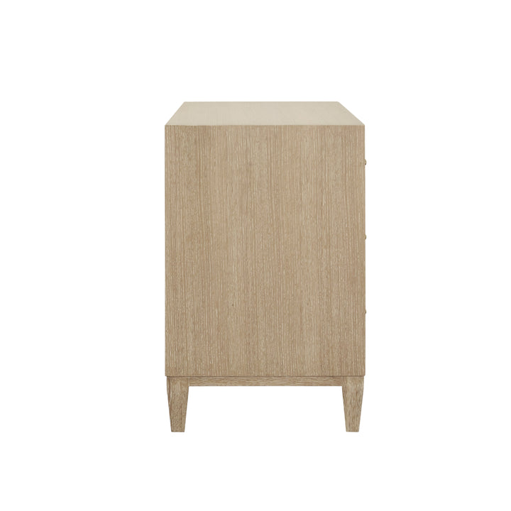 Three Drawer Side Table With Fluted Detail In Cerused Oak - CARMACK CO