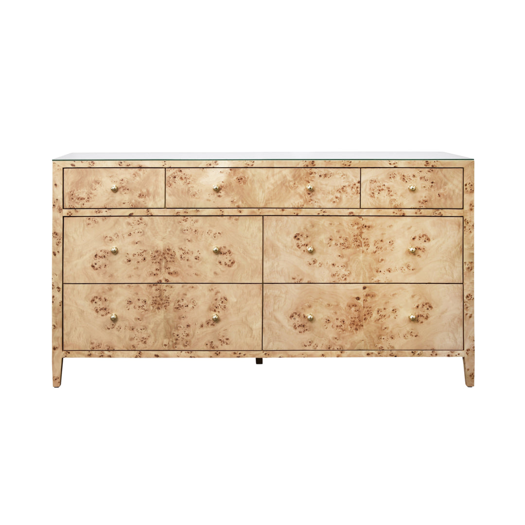 Seven Drawer Chest In Burl Wood - CARNEGIE BW