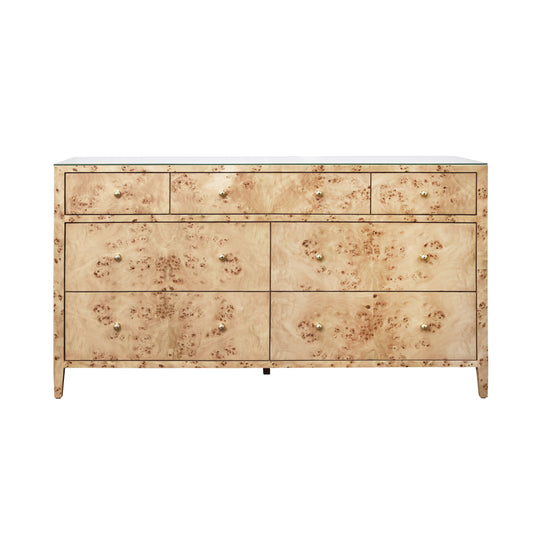 Seven Drawer Chest In Burl Wood - CARNEGIE BW