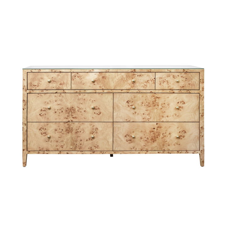 Seven Drawer Chest In Burl Wood - CARNEGIE BW